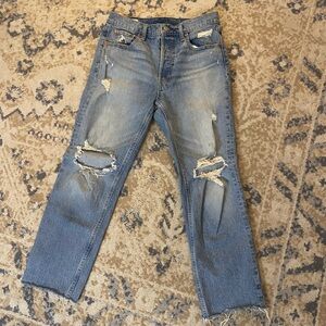 GAP Cheeky Straight High Rise Distressed Crop Jean Blue Women’s Size 28 - 6 S